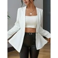 thumbnail image 3 of ZOELNIC Women's Textured Blazer Single Button Long Sleeve Business Casual Jacket with Ruffle Hem, Slim Fit Cardigan Work Blazer, S, 3 of 6