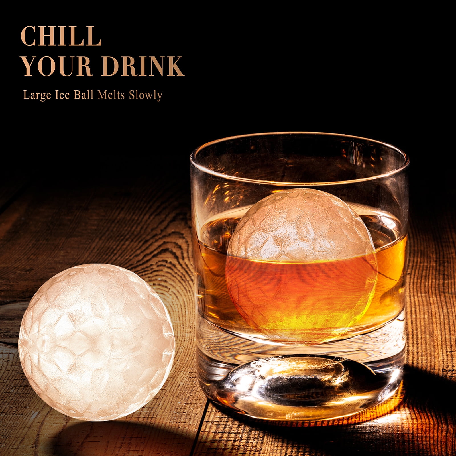 ICEXXP Whiskey Ice Ball Maker, 2.2 Round Ice Cube Trays with Lid