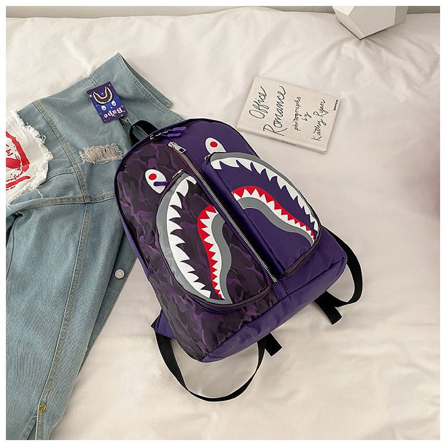 New Shark Bag Bape Personality Graffiti Student Backpack Men And women Fashion