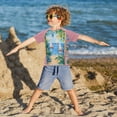 thumbnail image 3 of FORMRS Boys Rash Guard with Short Sleeves UPF 50+ Swim Shirts Sizes 3-12T, Blue Seaside, 3 of 6