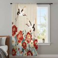 thumbnail image 3 of Farmhouse Flowers Sheer Curtains 72 Inches Long, Japanese Style Peony Floral White Bird Light Filering Curtains, Breathable Simi Curtain Privacy Drapes for Living Room Bedroom Window Treatment, 3 of 8