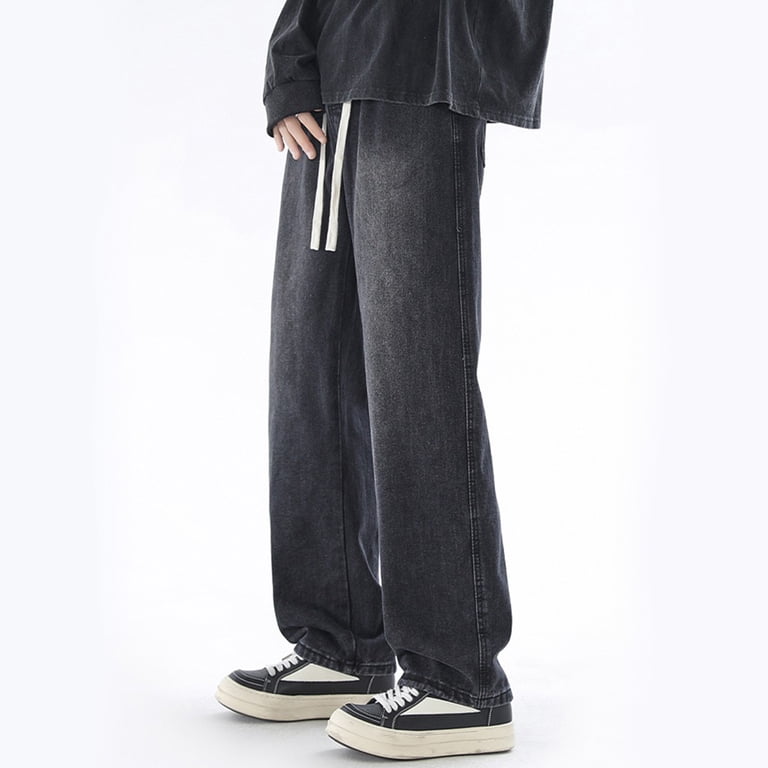 YLSDY Fashion Men's Loose Fit Straight Leg Jeans Baggy Hip Hop