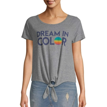 Scoop Women's Enzyme Wash Dream in Color Graphic T-Shirt with Short Sleeves