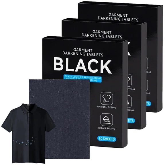 Black Fabric Dye and Darkening Tablets for Clothes, 3-Pack Professional Color Restorer for Cotton, Linen, and Jeans