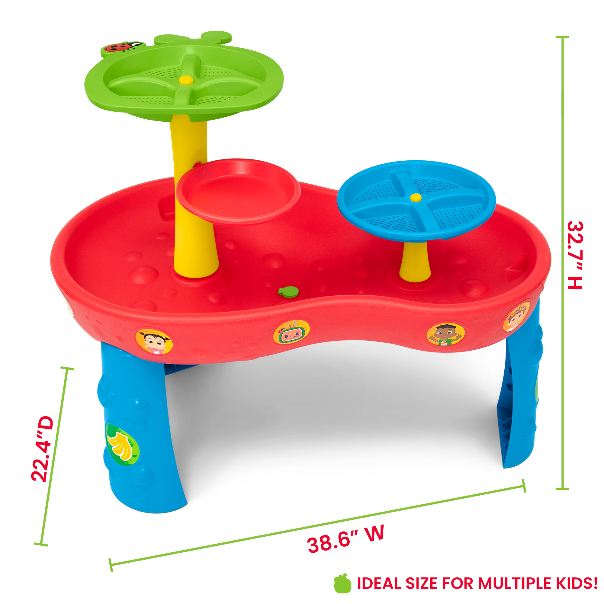CoComelon Water Table by Delta Children- 3-Tier Water Play Table with 9-Piece Toy Set - Water Sensory Table + Summer Beach Toys for Outside Backyard for Toddlers Ages 2+, Blue