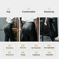 thumbnail image 4 of Black and Friday Deals 50% Off Clear! asdoklhq Plus Size Pants for Women,Women's Faux Leather Leggings High Waist Trousers Tight Treggins Look Hip High, 4 of 9
