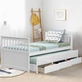thumbnail image 2 of Giantex Twin Size Captain Bed w/3 Storage Drawers, Trundle Bed Wooden Bed Frame, Solid Wood Platform Guest Bed, White, 2 of 8