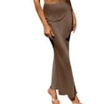 thumbnail image 2 of Spring Sale 2024！Hontri Skirts for Women Women's Skirt Stretch Waist High Solid Satin Dress Skirts for Women Coffee,Xl, 2 of 6