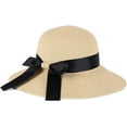 thumbnail image 4 of Sun Straw Hat for Kids with Wind Lanyard Wide Brim Foldable Beach Summer Hats Girls UV 50+ Protection Bowknot Cap, 4 of 4