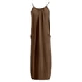 thumbnail image 5 of vigerkar Backless Cami Dresses for Women Sleeveless Open Back Lounge Linen Dress Beach Vacation Maxi Sundress with Back Tie (Coffee, XL), 5 of 5