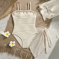 thumbnail image 4 of UAYOTSE Girl's 3 Piece Swimsuits Seashell Ruched Spaghetti Strap Bikini Set with Beach Sarongs,Sizes 11-12 Years, 4 of 6