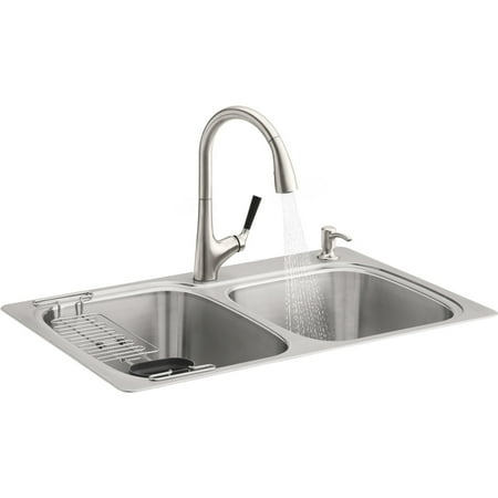 Kohler All in One Kitchen Sink w/Pull Down Malleco Kitchen Faucet R75791-2PC-NA