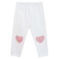 thumbnail image 2 of Girls Thin Casual Leggings Heart Patches on Knees Elastic Waist Soft Sports Pants Kids Fashion Daily Wear Stretchy Long Bottom Trousers White 1-2Years, 2 of 5