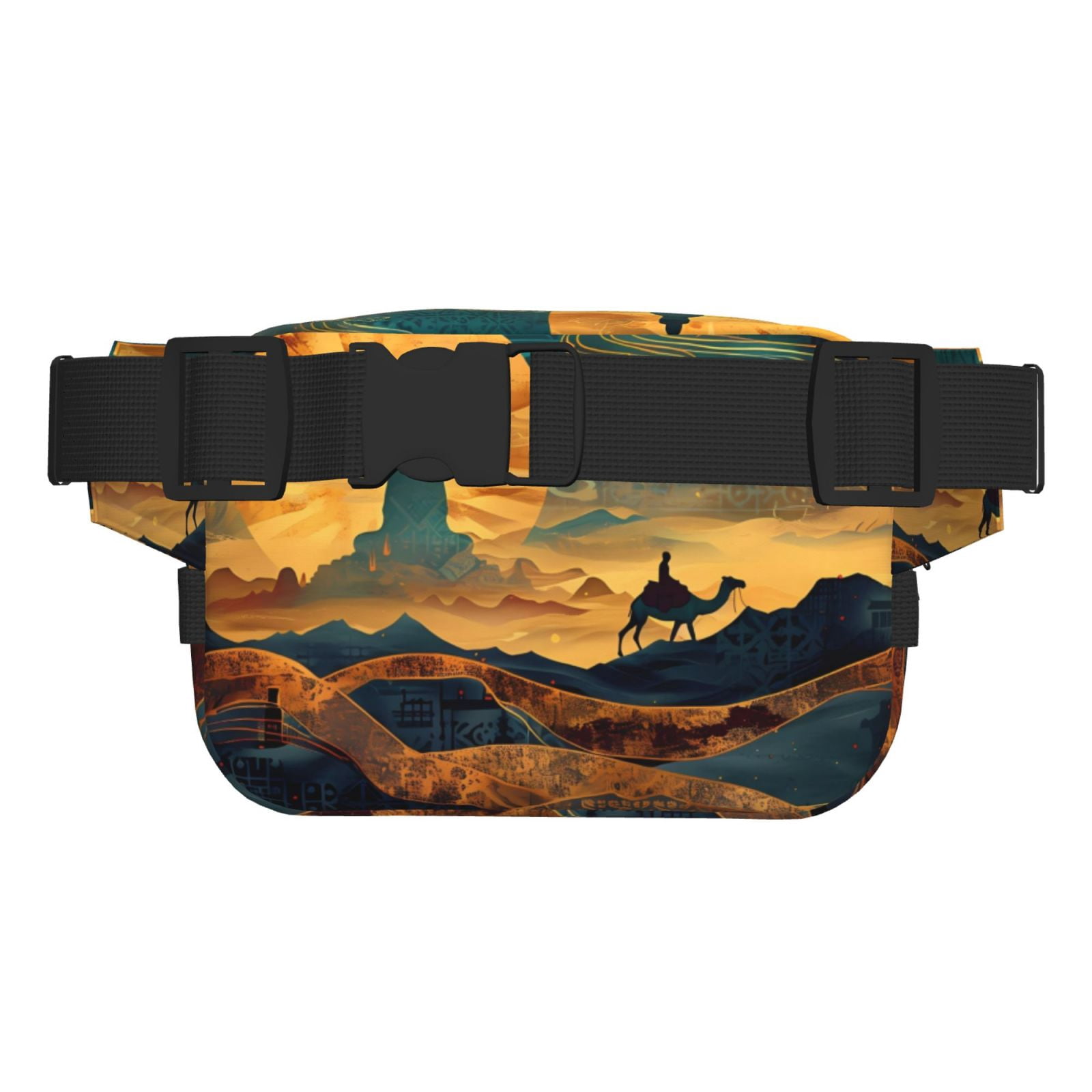 Picia Sunset Desert Journey Print Square Double-Layer Waist Bag Mini Adjustable Waist Belt Bag Exercise Running Travel Hiking