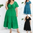thumbnail image 1 of Sentmoon Robe Longue à Manches Courtes Extensible Robes Formelles pour Femmes Invitée de Mariage Été 2026 Plage Coupe Ample Surdimensionnée Col en V Robes d'Invitée de Mariage pour Femmes Noir TG, 1 of 4