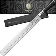 Kessaku Slicing Carving Knife - 12 inch - Ronin Series - Razor Sharp Kitchen Knife - Forged High Carbon Stainless Steel - Granton Edge - Wood Handle with Blade Guard