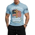 thumbnail image 4 of Men's US 250th Anniversary Polo Shirt with One Nation Under God and Cross Flag Print Featuring Classic Collar and Short Sleeves&nbsp; Light Blue XL, 4 of 5