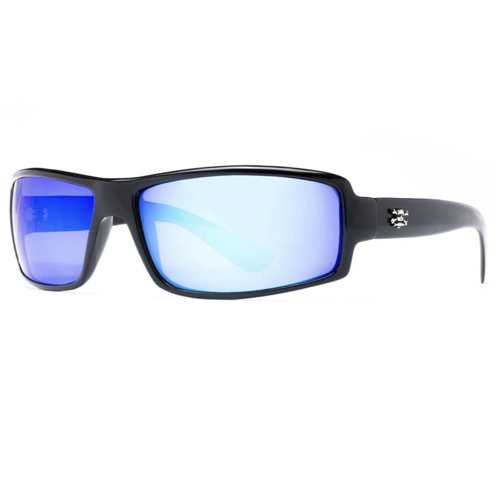 Calcutta Whitehaven Polarized Sunglasses Shiny Black Frame/Blue Mirror Lens