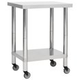 thumbnail image 1 of Mesa de trabajo de cocina VidaXL de acero inoxidable con almacenamiento, 1 of 9