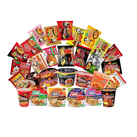 Spicy Ramen Variety Pack Of 10 Noodles Such As, Tapatio, Buldak Carbonara And X2, Indomie, MAMA, Wai Wai And More