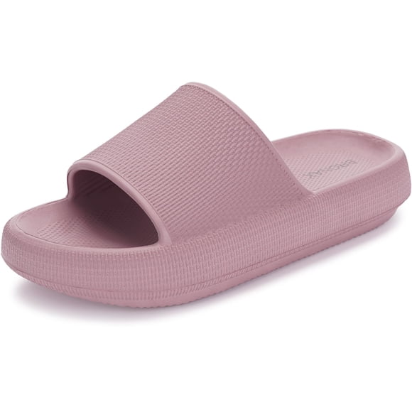 Pantuflas BRONAX tipo almohada con suela gruesa acolchada de 4,5 cm, color blush, talla 39-40