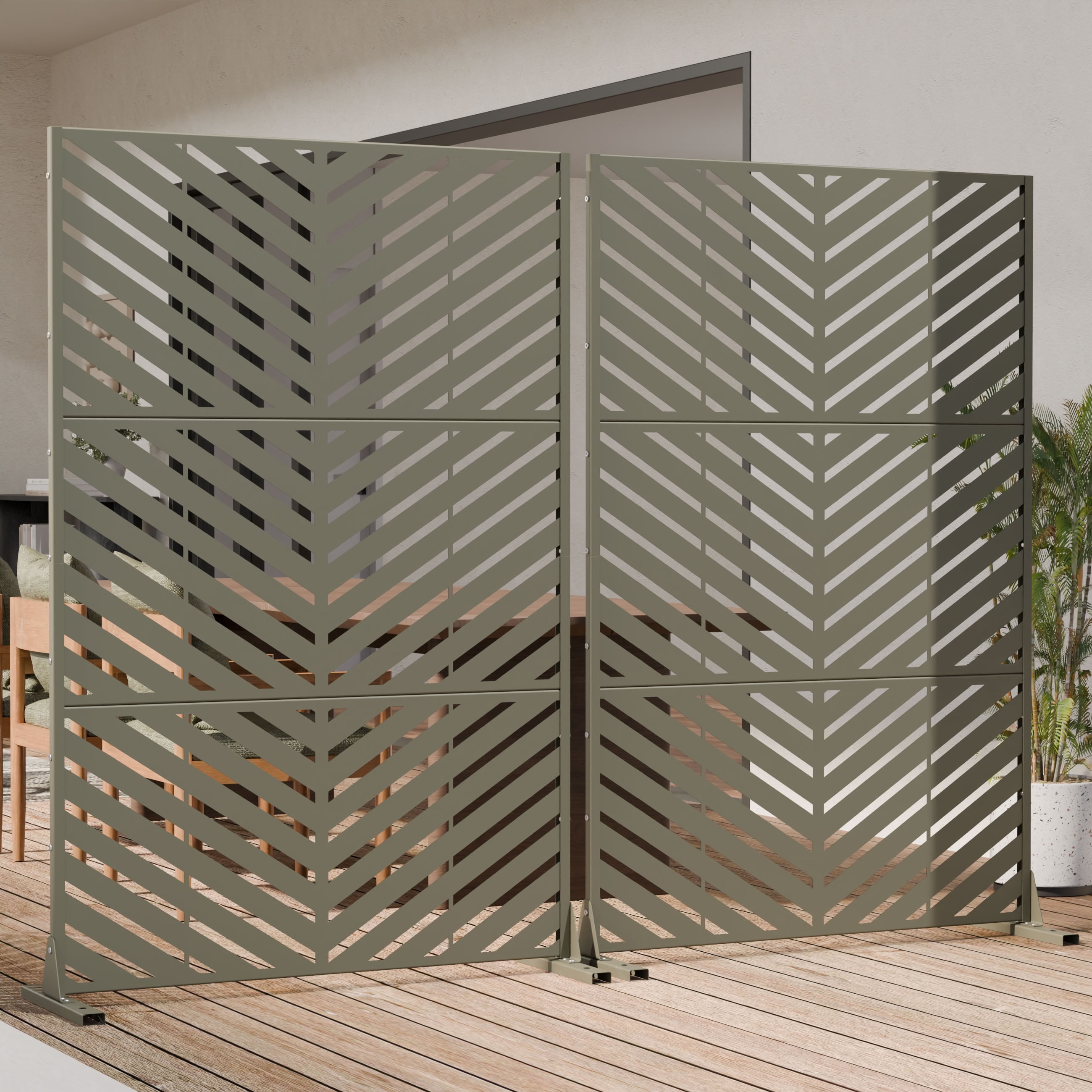MAYEERTY 72*47in Outdoor Privacy Screen, Rust Resistant Metal Privacy Fence, Privacy Panel for Patio, Balcony, Garden