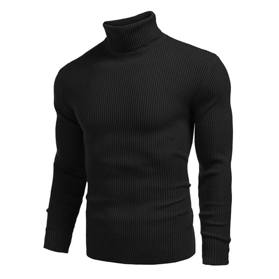 VNKIDY Men's Sweater Coat Autumn Winter Slim Fit Solid Color Ribbed Knit Turtleneck Sweater Long Sleeve Soft Thermal Jumper For Cold Weather Daily Casual Wear Versatile Knitwear