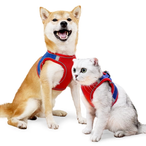 Litake Dog Harness Leash Set Contrast Color Escape-proof Reflective Design Vest Harnesses for Small Medium Dogs Cats