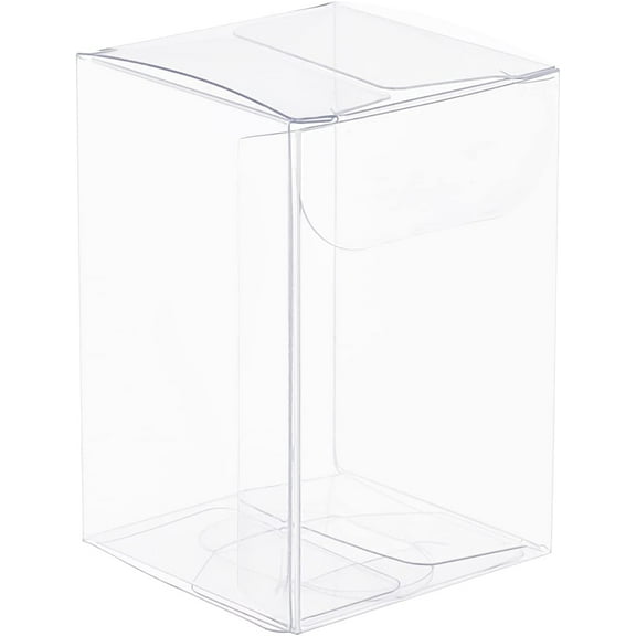 40Pcs Clear Gift Boxes Rectangle Transparent PVC Favor Boxes 1.5x1.5x2.3'' for Wedding Party Treat Candy Cupcakes