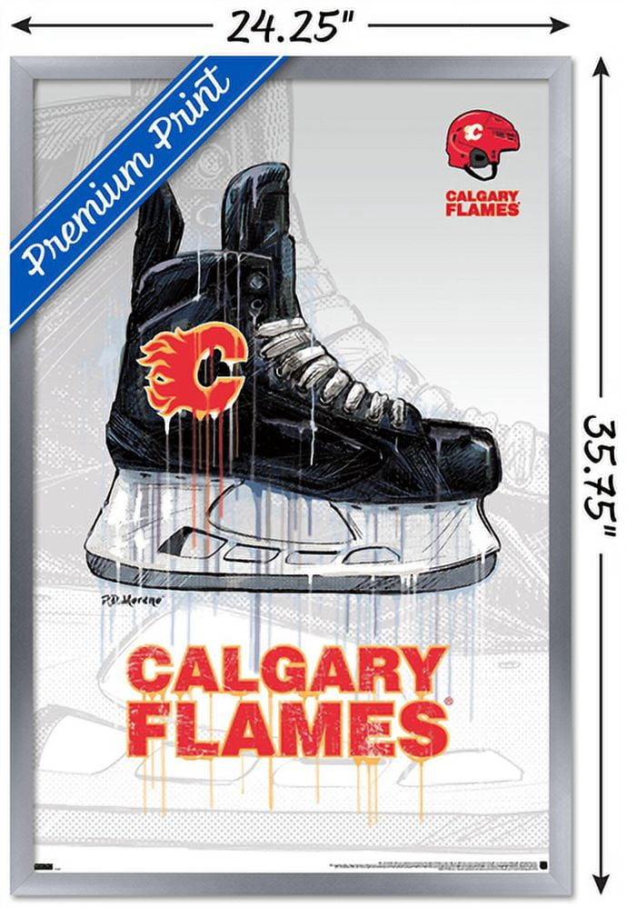 NHL Calgary Flames - Drip Skate 21 Wall Poster, 22.375" x 34", Framed