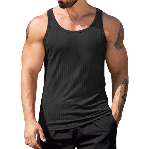 COOFANDY Tank Top for Men Workout Knit Sleeveless Muscle Shirt Cut Off Shirts Fitness Tee