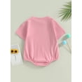 thumbnail image 5 of Baby Girls Summer Casual Romper Short Sleeve Round Neck Letter Print Loose Fit Playsuit, 5 of 9