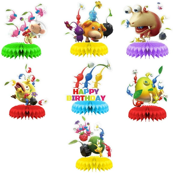 Pikmin Honeycomb Centerpieces Table Toppers Decorations for Birthday Party Decor Supplies