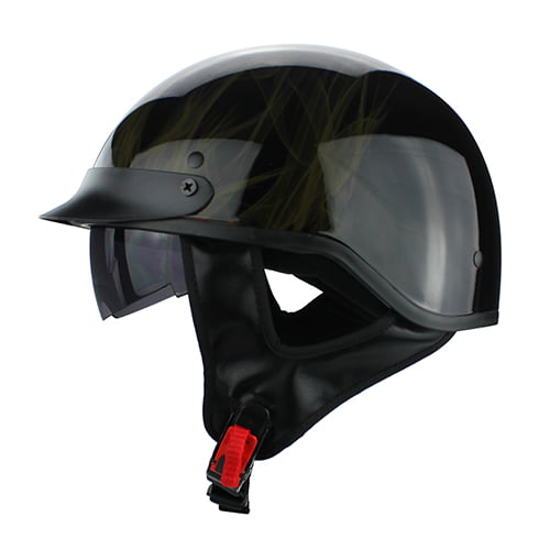 browser computer anmodning Gloss Black Motorcycle Skid Lid Helmet with Flames Flip Up Visor DOT  Approved - Walmart.com
