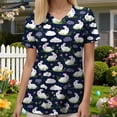 thumbnail image 5 of GEWSEY Scrubs for Women Tops Easter Print Shirt V Neck Cartoon Pattern Short Sleeve Nursing Uniform with Pockets (Dark Blue, 3XL), 5 of 7