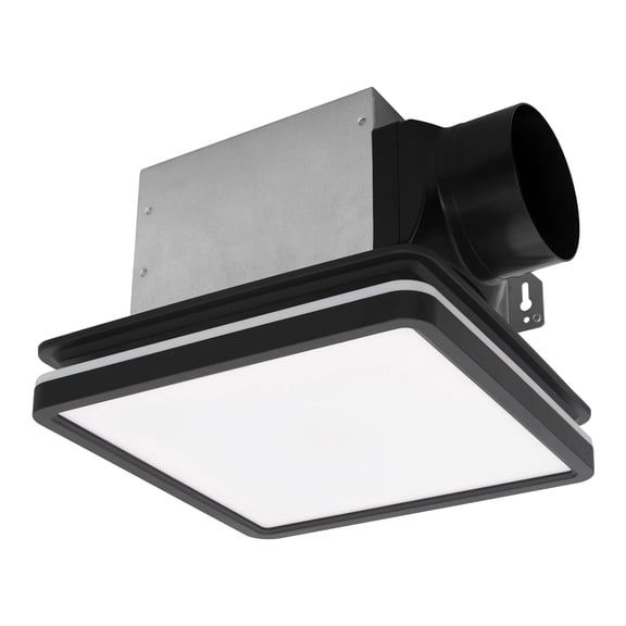 Akicon Bathroom Exhaust Fan with Light, 80CFM 2.0 Sones, 15W Dimmable 3CCT LED, 3.5W Nightlight, Square Ceiling Vent Fan for Home, Black