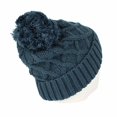 thumbnail image 4 of WITHMOONS Knitted Lattice Cable Bobble Pom Beanie Hat Slouchy DWP1100 (Green), 4 of 4