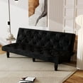 thumbnail image 2 of 66" Velvet Futon Sofa Bed,Convertible Sofa Bed with 3 Adjustable Backrest Angles,Sturdy Sleeper Sofa,Small Futon Sofas for Living Room,Apartment,Futon Couch in black, 2 of 7