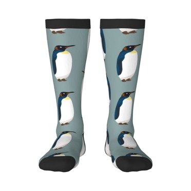 Adobk Penguin Print Knee High Socks Athletic Tube Socks High Stockings Outdoor Sport Socks