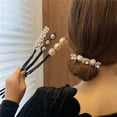 thumbnail image 2 of Zhaomeidaxi 4pcs Shell Flower Pearl bun maker hair Simple Hair Styling Tool Hair Accessories Wild Headdress Hair Curler, 2 of 8