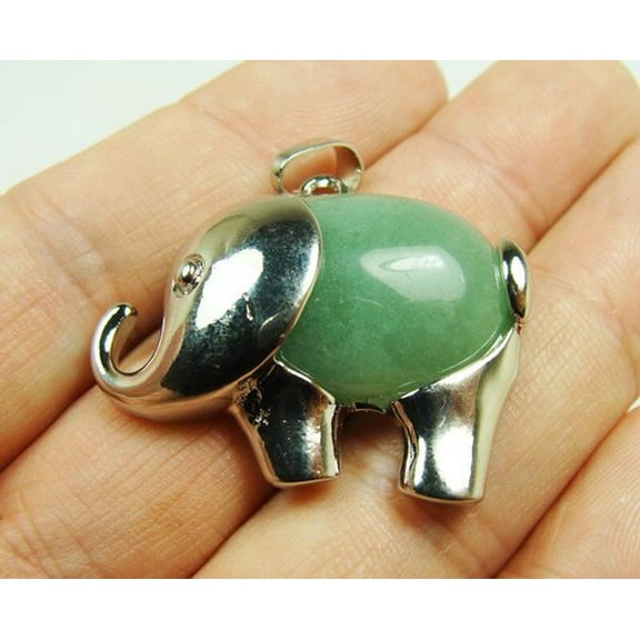 20x27mm Green Aventurine Small Elephant Pendant ForJewelry Making