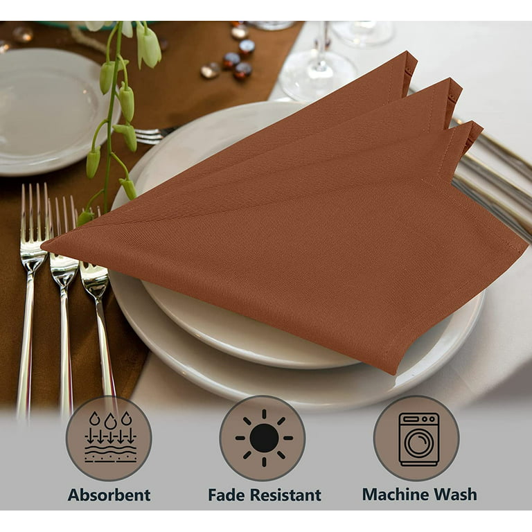 Ruvanti Cloth Napkins set of 12, 18x18 Inches Napkins Cloth Washable, Soft,  Durable, Absorbent, Cotton Blend. Table Dinner Napkins Cloth for Hotel,  Lunch, Restaurants, Weddings, Parties - Caramel Cafe 
