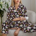 thumbnail image 6 of Pofeuu Daisies Flowers Print Womens Pajamas Set Long Sleeve Sleepwear Button Down Nightwear Soft Pj Lounge Sets Button Down Pajamas Women-, 6 of 7