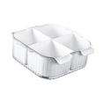 thumbnail image 1 of Cesta de drenaje dividida, bandeja de drenaje para ollas calientes, cesta de drenaje portátil para lavar vegetales, colador de alimentos para pícnic Blanco, 1 of 9