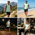 thumbnail image 6 of BRANROY Men's Tank Tops - Hooded Sleeveless Gym Shirts with Pockets and Drawstring, Muscle Tees for Athletic Summer Training,Light Green XL, 6 of 8
