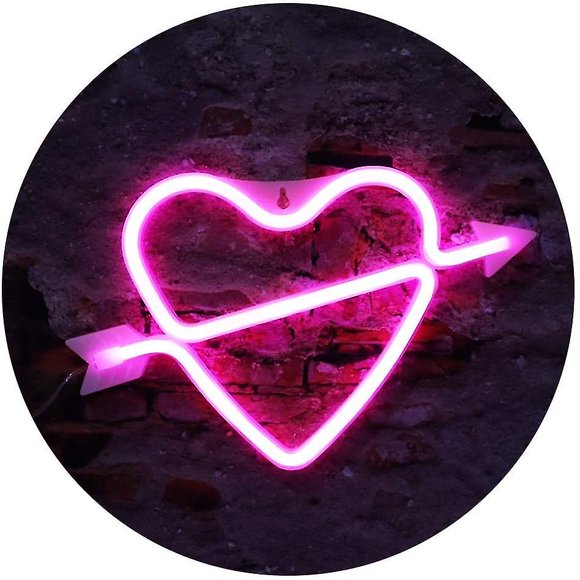 Heart Shape Neon Lights, Led Neon Signs Art Decorations Night Lights Lamp For Wedding Party Supplies, Proposal, Valentines Day Decorations-an Arrow Pi