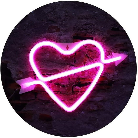 Heart Shape Neon Lights, Led Neon Signs Art Decorations Night Lights Lamp For Wedding Party Supplies, Proposal, Valentines Day Decorations-an Arrow Pi