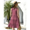 thumbnail image 3 of Mengpipi Women's Summer Casual Sleeveless V-Neck Swing Tank Dress Casual Flowy Tiered Beach Dress, Wine-XL(US 16-18), 3 of 6