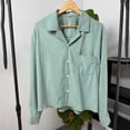 thumbnail image 6 of Men's Button Down Corduroy Shirt Jacket Casual Soild Long Sleeve Shacket Overshirts Jackets, 6 of 9