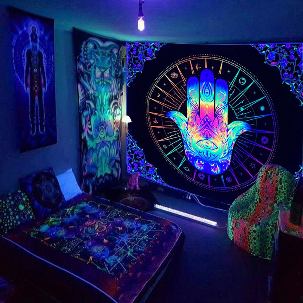 Goory Blacklight Mandala Bohemian Wall Hanging Colorful Art Decor ...